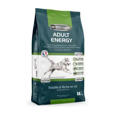 Croquettes HD Optimum Adult Energy pour chien adulte très actif, sac de 14 kg