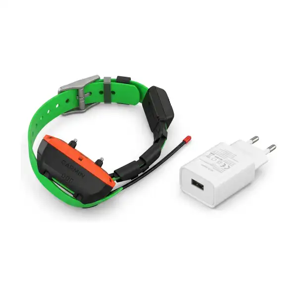 Collier Garmin TT25 repérage et dressage, sangle verte et prise secteur