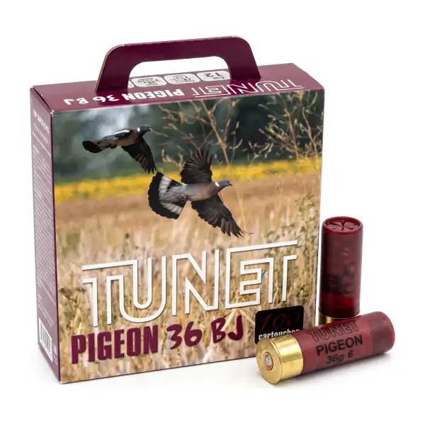 Pack de 100 cartouches Tunet Pigeon calibre 12/70, 36 g, plomb n° 6