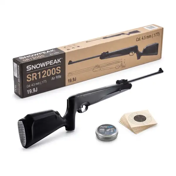 Carabine à plomb Snowpeak SR1200S 4,5 mm (19,9 J) avec 500 plombs Powair et 10 cibles