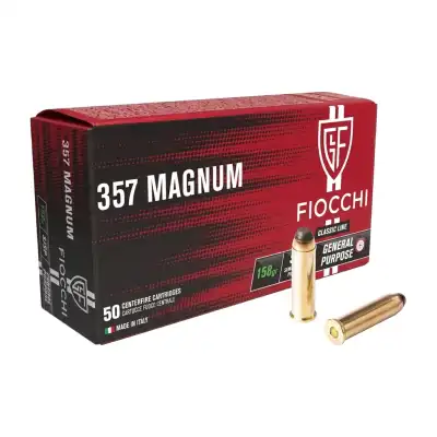 Fiocchi .357 Magnum SJSP 158 grains : carton de 1000 cartouches (20 boîtes de 50)
