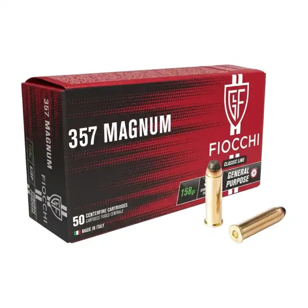 Fiocchi .357 Magnum SJSP 158 grains : carton de 1000 cartouches (20 boîtes de 50)