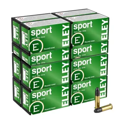 Cartouches ELEY Sport 22 LR 40 gr : 500 cartouches (10 boîtes de 50)
