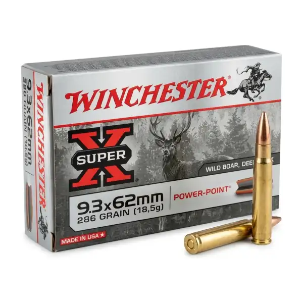 Winchester 9.3x62 Super-X Power-Point 286 grains : boîte de 20 cartouches