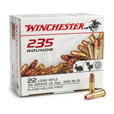 Winchester Super-X 22 LR 36 gr, plaquée cuivre à pointe creuse, boîte de 235