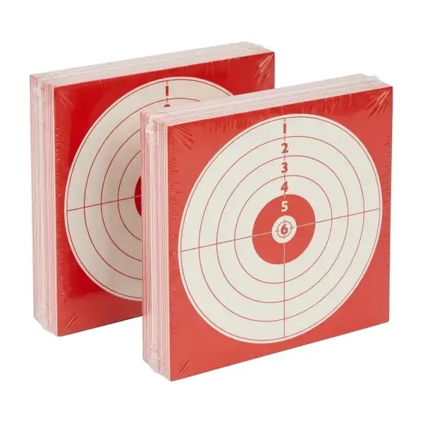 Cibles carton 14 x 14 cm rouges, 6 zones, lot de 2 x 100