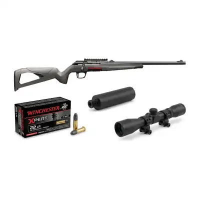 Pack carabine Winchester Xpert 22 LR à verrou + modérateur, lunette 4x32 et 50 munitions