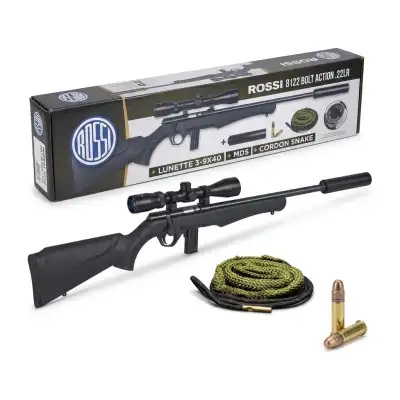 Pack carabine Rossi 8122 .22 LR, lunette 3-9x40, modérateur et cordon Snake