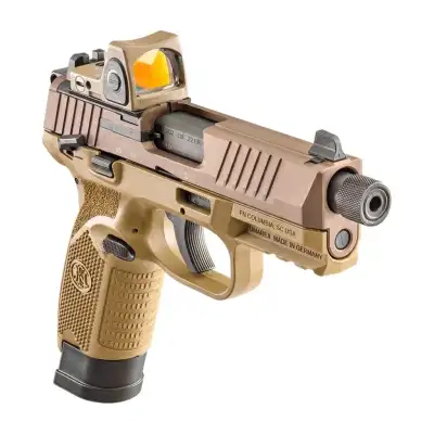 FN Herstal 502 Tactical FDE avec modérateur de son IR22, pistolet .22 LR