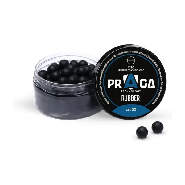 Billes Praga en caoutchouc calibre 50, lot de 50