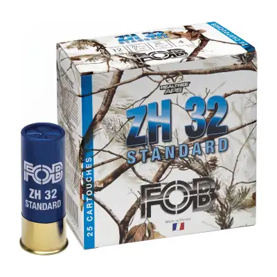 Cartouches FOB ZH 32 acier n°4A, calibre 12/70, boîte de 25