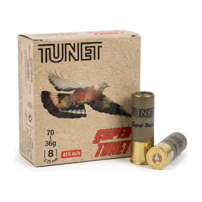 Cartouches Tunet Super Tunet calibre 12/70, bourre à jupe, 36 g, plomb n°4 : boîte de 10