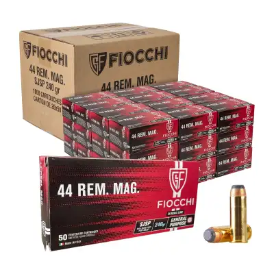 Carton de 1000 cartouches Fiocchi .44 Remington Magnum SJSP 240 gr (20 boîtes de 50)