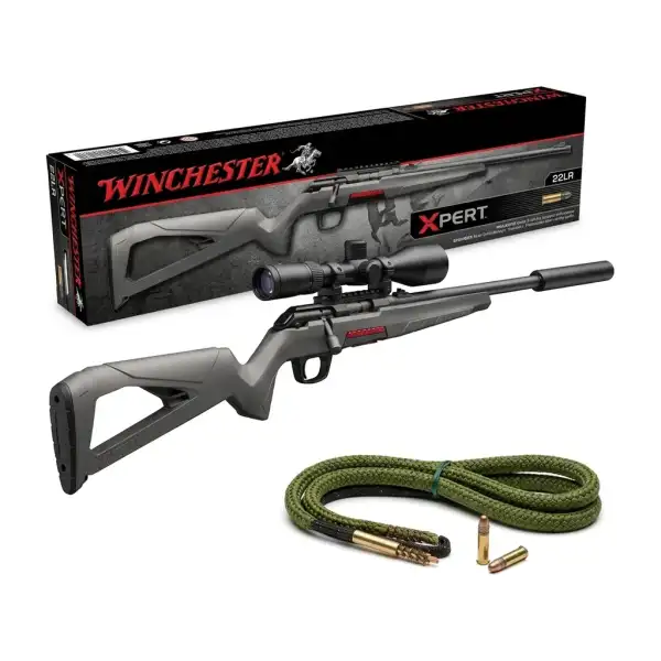 Winchester Xpert 22 LR avec lunette 3-9x40 HD, modérateur de son (MDS) et cordon Snake