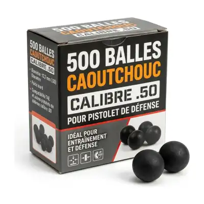 500 Balles caoutchouc calibre 50 pour pistolet de défense