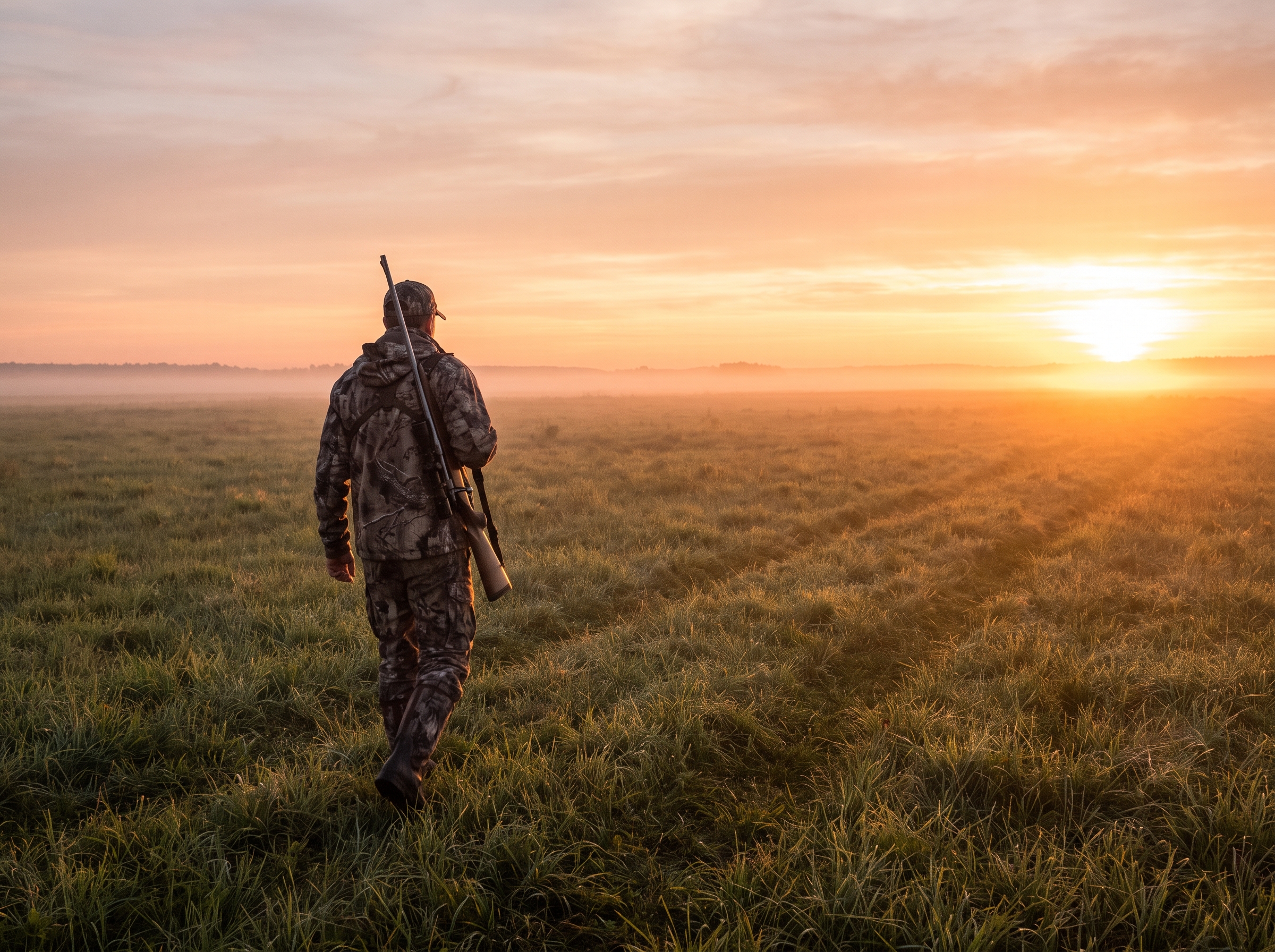Chasse au chevreuil à l'aube en plaine