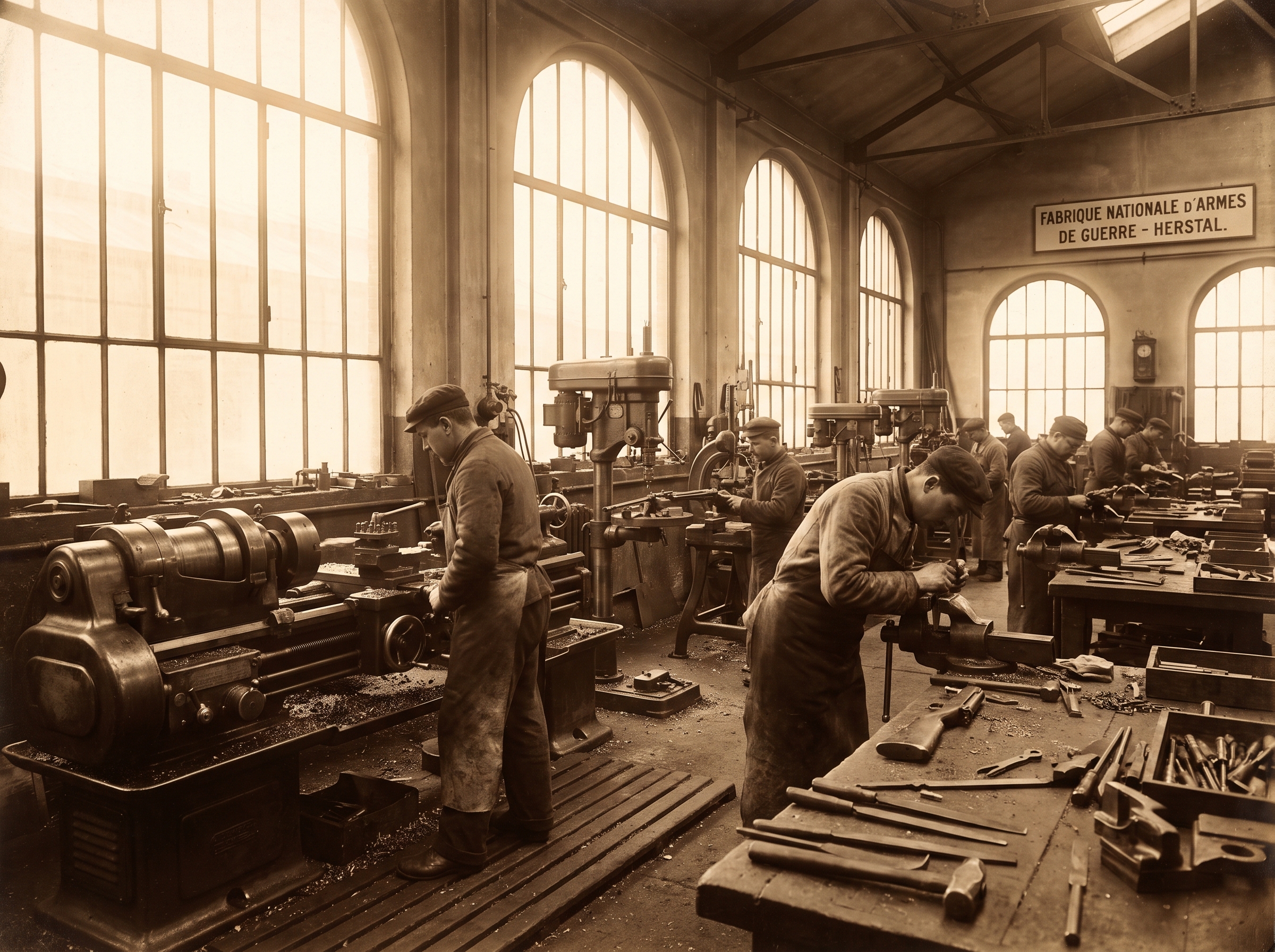 Atelier de fabrication d'armes belge à l'ancienne